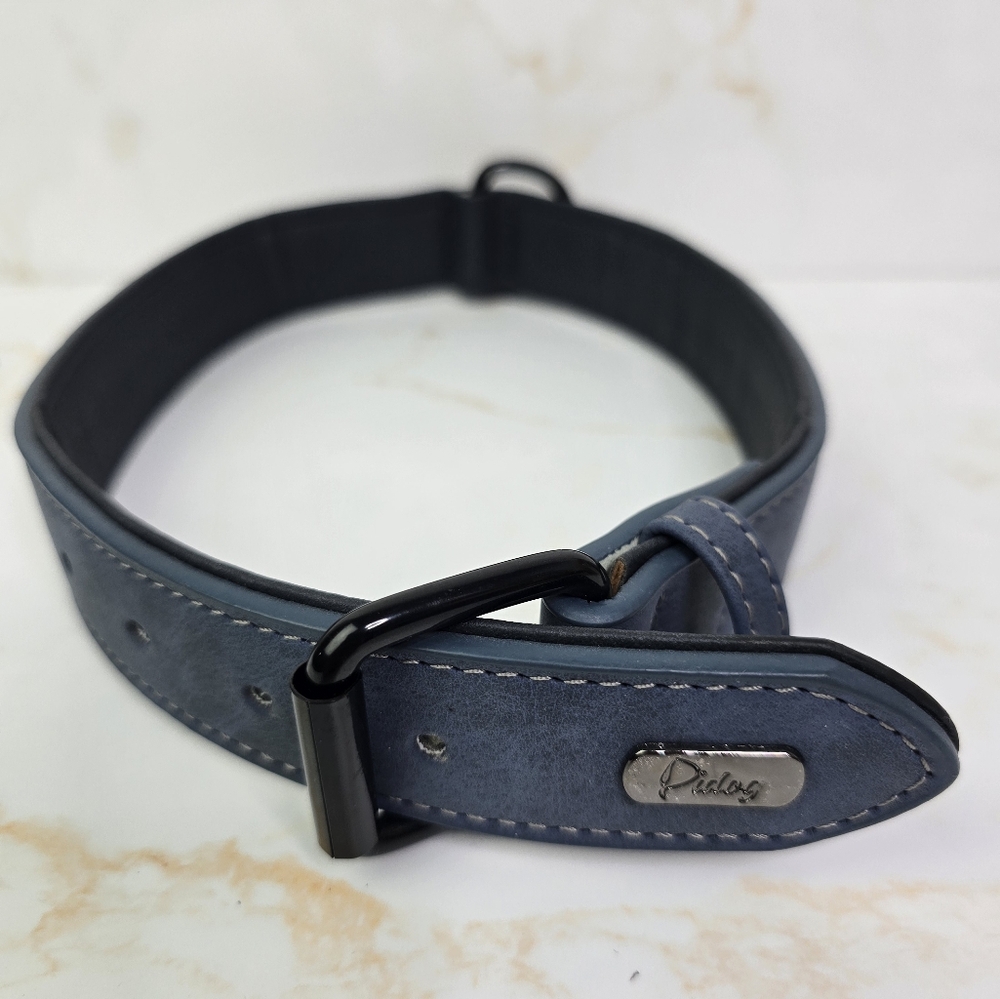 Didog XL ,17"-21" Neck 44LBS-77LBS Blue Leather Collar